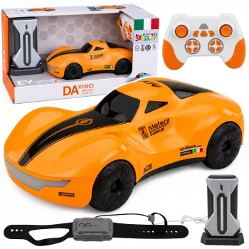 LEAN TOYS 1:16 2.4GHz 4WD RC drifta auto ar dūmu efektu, LED gaismām un skaņu, oranžs