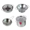 LEAN TOYS 15 daļu rotaļu virtuves trauku komplekts bērniem no 3 gadu vecuma | Katli, pannas, trauki, šķīvji, krūzes, griešanas dēlis un rotaļu ēdiens | Daudzkrāsains ABS plastmasa | Lomu spēles gatavošanas rotaļlieta