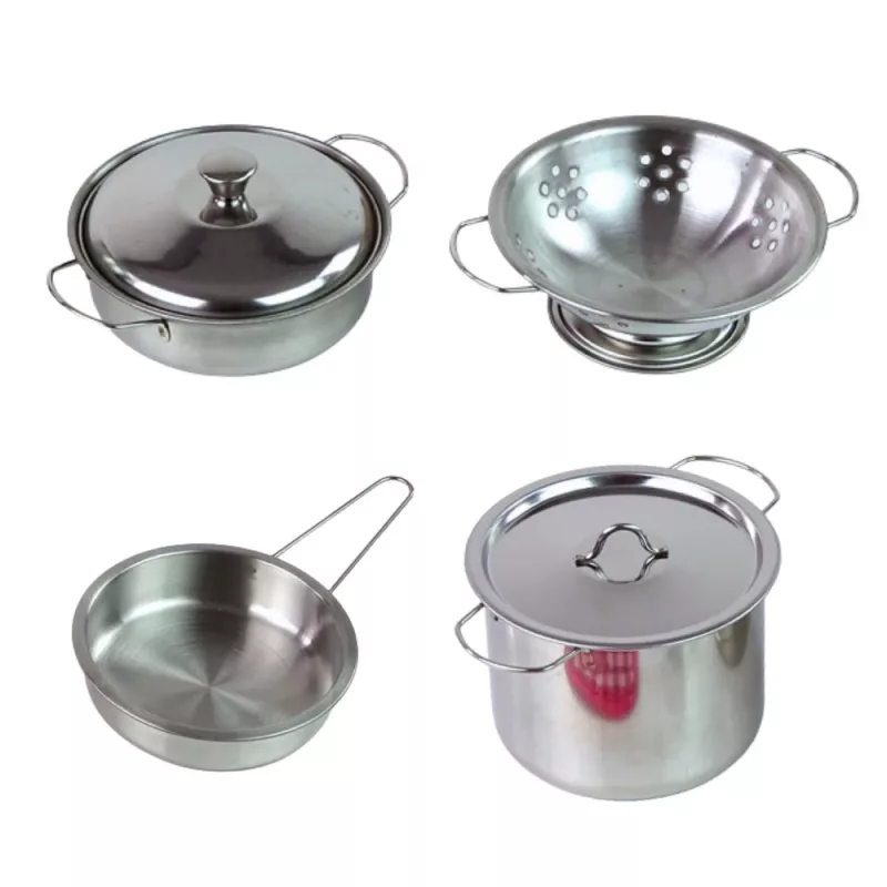 LEAN TOYS 15 daļu rotaļu virtuves trauku komplekts bērniem no 3 gadu vecuma | Katli, pannas, trauki, šķīvji, krūzes, griešanas dēlis un rotaļu ēdiens | Daudzkrāsains ABS plastmasa | Lomu spēles gatavošanas rotaļlieta