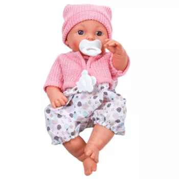 LEAN TOYS 24440 lelle ar cepuri, džemperi un knupīti, skaņas efekti (35 cm)