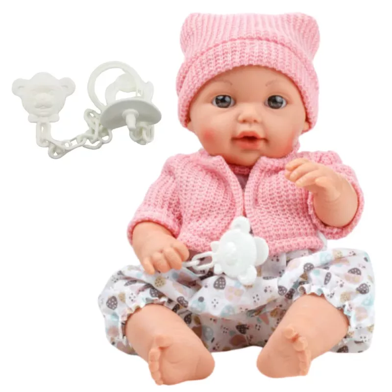 LEAN TOYS 24440 lelle ar cepuri, džemperi un knupīti, skaņas efekti (35 cm)