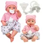 LEAN TOYS 24440 lelle ar cepuri, džemperi un knupīti, skaņas efekti (35 cm)