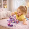 LEAN TOYS 25282 Magnētiskie būvniecības bloki Vitrāžas logs komplekts ar rozā marķieriem, 126 gab., radošā mākslas rotaļlieta