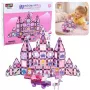 LEAN TOYS 25282 Magnētiskie būvniecības bloki Vitrāžas logs komplekts ar rozā marķieriem, 126 gab., radošā mākslas rotaļlieta