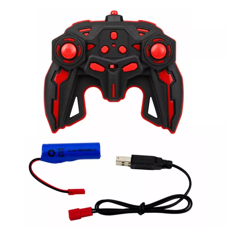 LEAN TOYS 29711 RC triku mašīna 1:10 4WD ar 360° rotāciju, LED gaismām un dūmu efektu (melna/sarkana)
