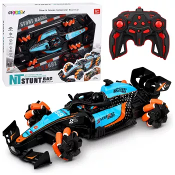 LEAN TOYS 29711 RC triku mašīna 1:10 4WD ar 360° rotāciju, LED gaismām un dūmu efektu (melna/sarkana)