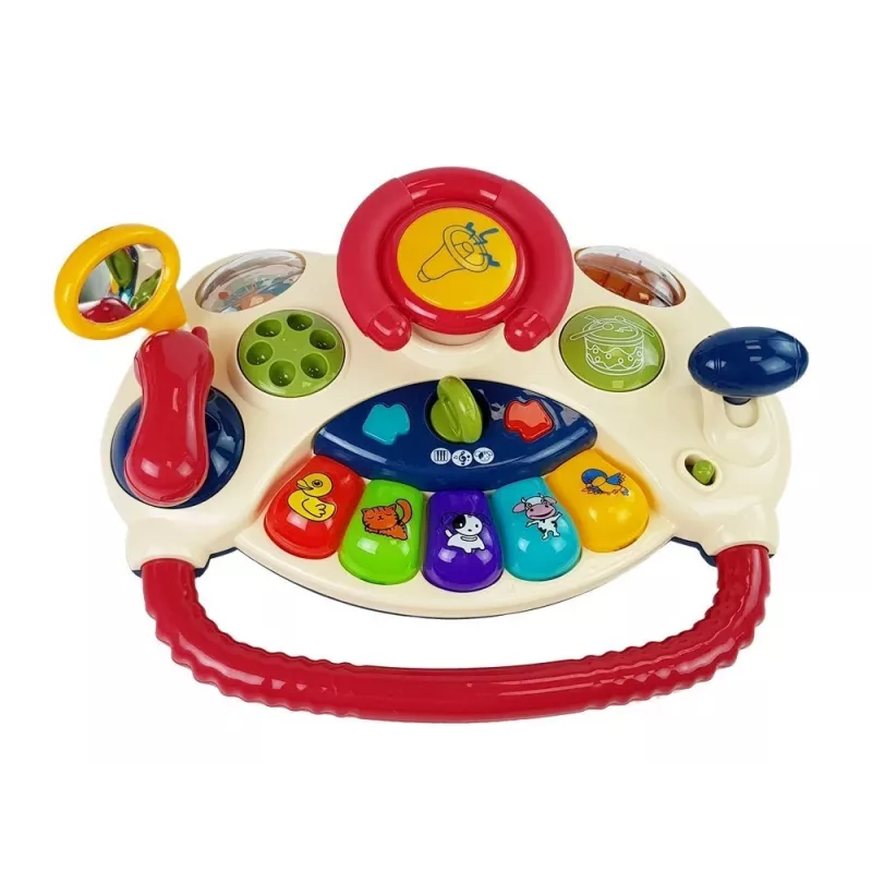 LEAN TOYS 3-in-1 Interactive Baby Stroller Baby Steering Wheel Sound Melodies Animals