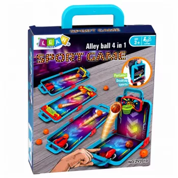 LEAN TOYS 3-in-1 mini arkādes spēle – pārnēsājams galda basketbols, pinbols un boulinga kaste (daudzkrāsains)