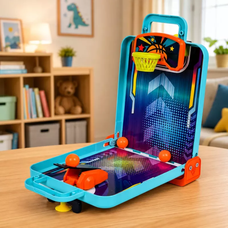 LEAN TOYS 3-in-1 mini arkādes spēle – pārnēsājams galda basketbols, pinbols un boulinga kaste (daudzkrāsains)