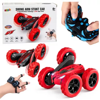 LEAN TOYS 360° žestu vadāma RC triku automašīna sarkana