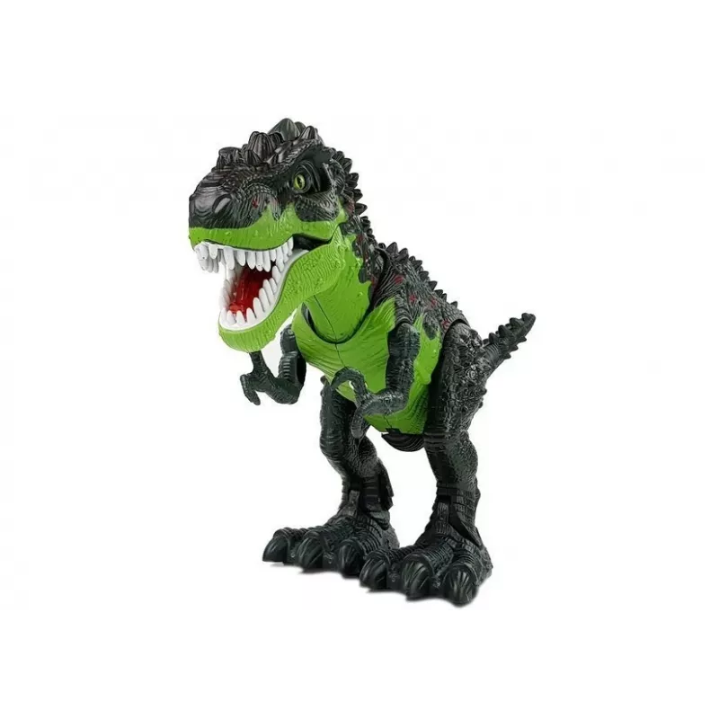 LEAN TOYS 7740 Battery-Powered Interactive T-Rex Dinosaur with Egg Laying, Steam Mist, Sound & Light Effects - Green