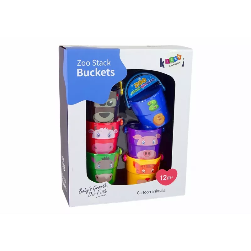 LEAN TOYS Krāsainu spaiņu komplekts ar dzīvniekiem - piramīda