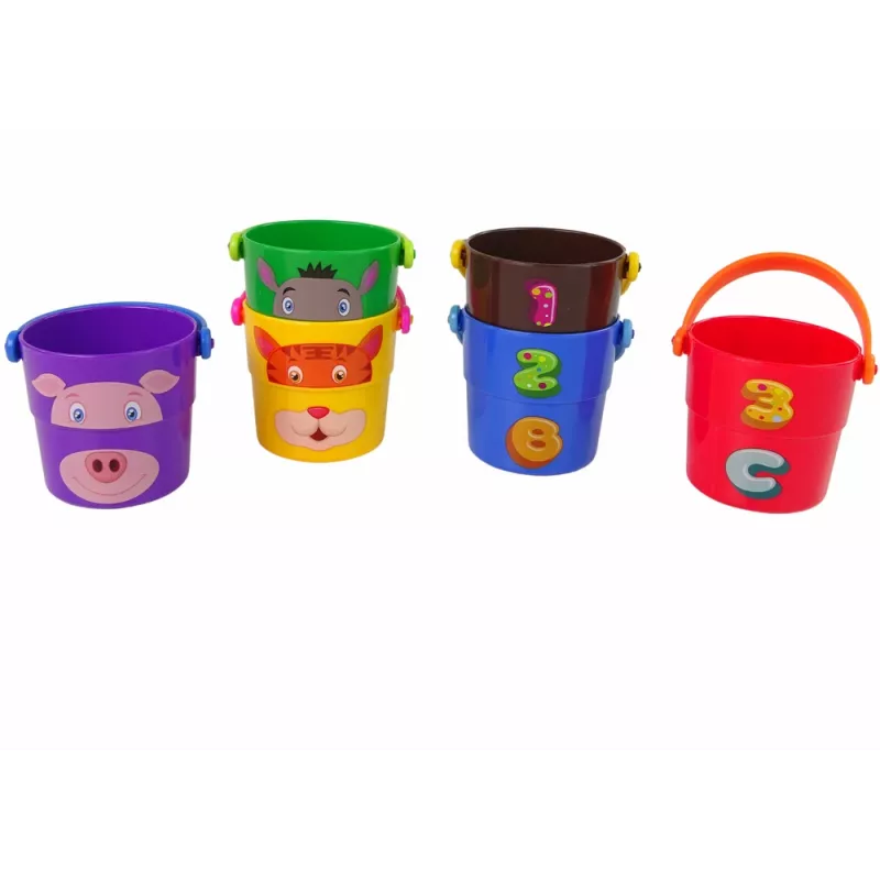 LEAN TOYS Krāsainu spaiņu komplekts ar dzīvniekiem - piramīda