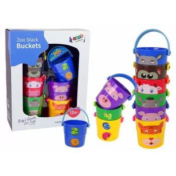 LEAN TOYS Krāsainu spaiņu komplekts ar dzīvniekiem - piramīda