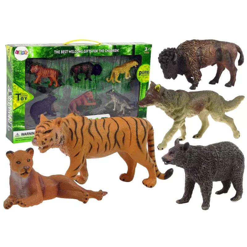 LEAN TOYS African Forest Animals Figure Set Bear Tiger