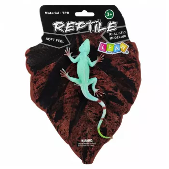 LEAN TOYS Agama ķirzaka buru laivas gumijas figūra, staipīga, reālistiska, 16 cm