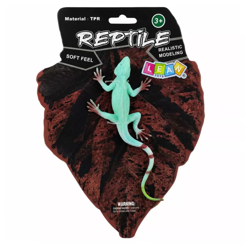 LEAN TOYS Agama ķirzaka buru laivas gumijas figūra, staipīga, reālistiska, 16 cm
