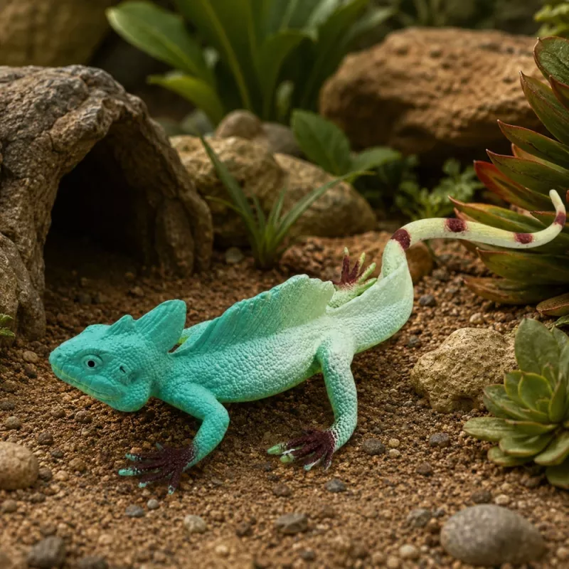 LEAN TOYS Agama ķirzaka buru laivas gumijas figūra, staipīga, reālistiska, 16 cm