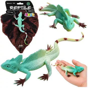LEAN TOYS Agama ķirzaka buru laivas gumijas figūra, staipīga, reālistiska, 16 cm