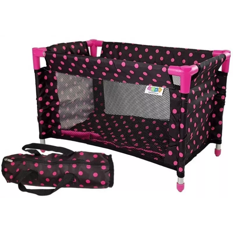 LEAN TOYS Alice Black with Pink Bed for Dolls