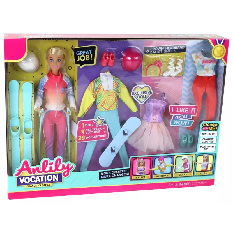 LEAN TOYS Anlily Children's Doll 4 Sports Skiing Accessories