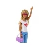 LEAN TOYS Anlily Bērnu lelle ar garām blondiem matiem, rokassomu, brillēm un baltu blūzi