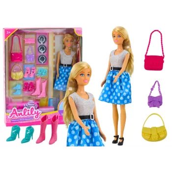 LEAN TOYS Anlily leļļu komplekts ar drēbēm, aksesuāriem un papildus detaļām