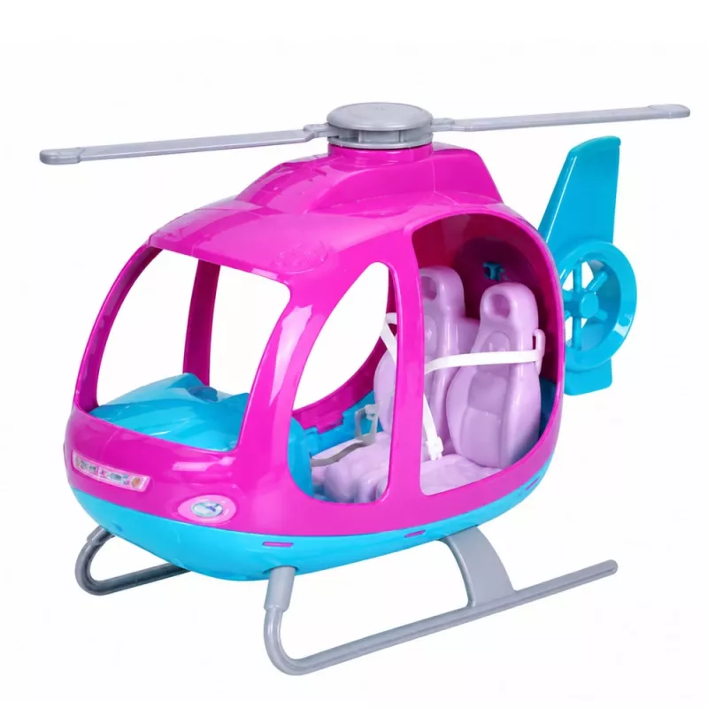 LEAN TOYS Anlily Leļļu komplekts ar lielu helikopteri, kustīgiem propelleriem un modes lelli – purpura