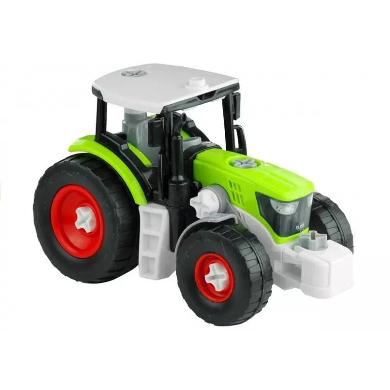 LEAN TOYS Montāžas traktors ar atvērtu piekabi 43 cm