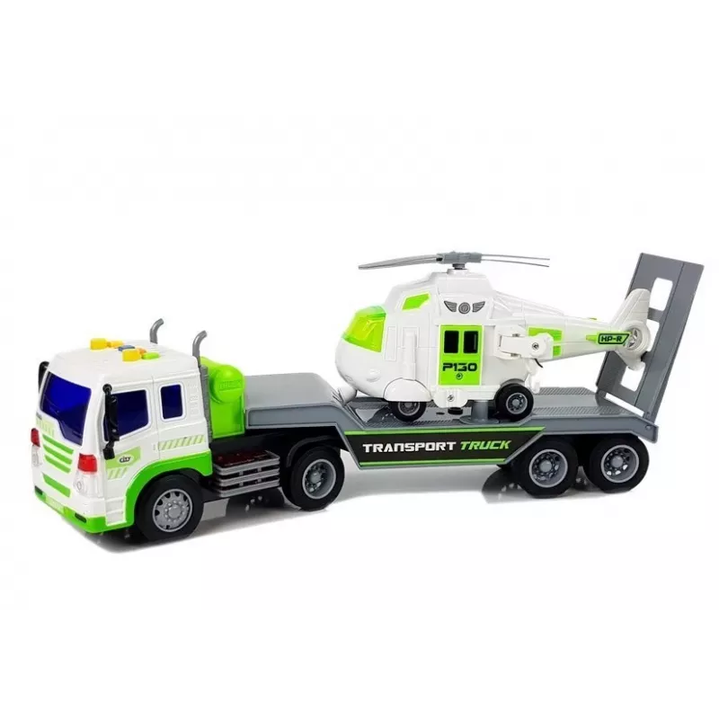 LEAN TOYS Auto Transporter on Batteries 1:16 with a Helicopter