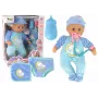 LEAN TOYS Baby Doll Sound Dummy Bib Blue Cat Pyjamas