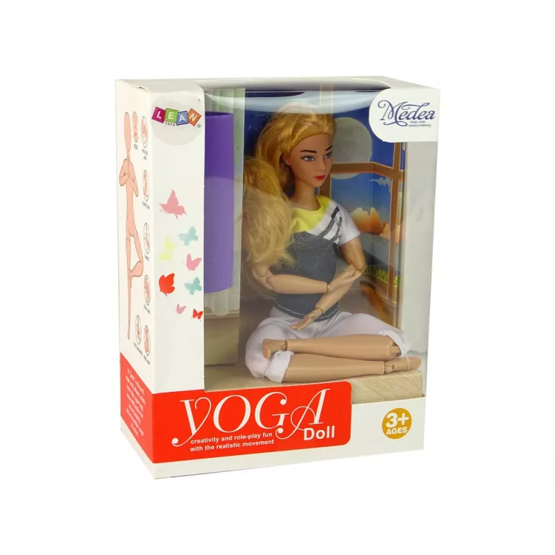 LEAN TOYS Bērnu leļļu jogas paklājiņš ar garām blondām matiem