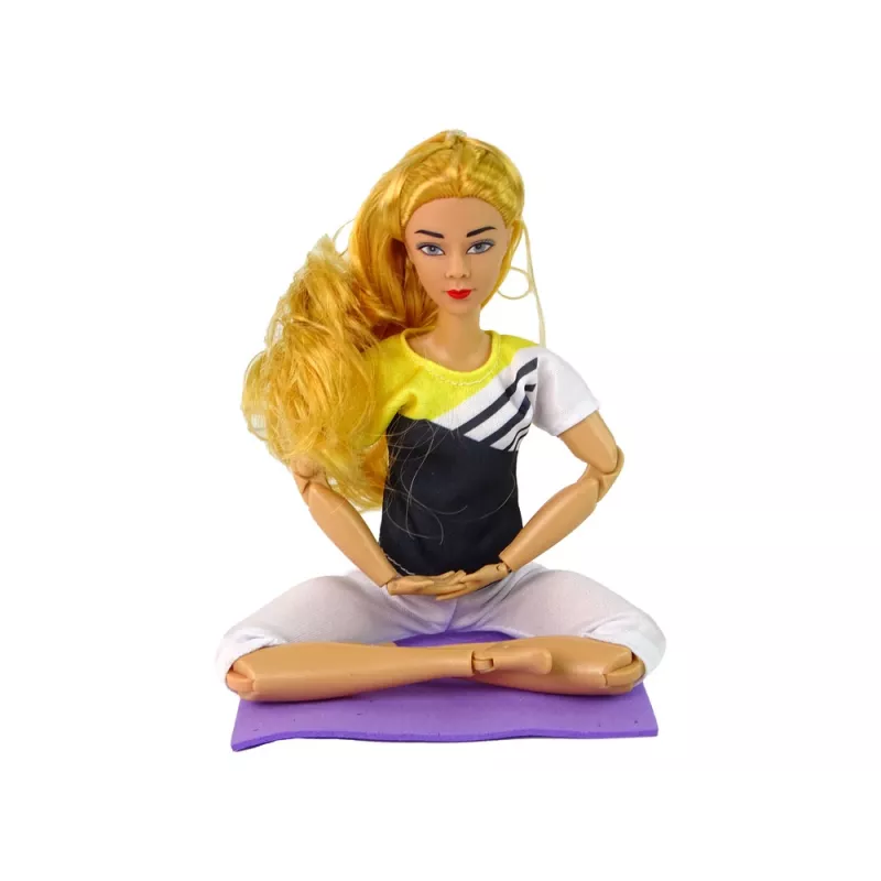 LEAN TOYS Bērnu leļļu jogas paklājiņš ar garām blondām matiem