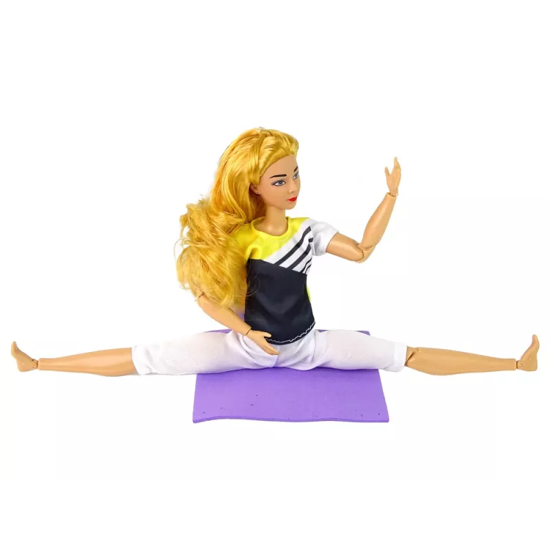 LEAN TOYS Bērnu leļļu jogas paklājiņš ar garām blondām matiem