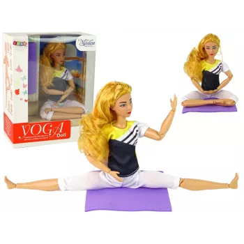 LEAN TOYS Bērnu leļļu jogas paklājiņš ar garām blondām matiem