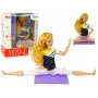 LEAN TOYS Bērnu leļļu jogas paklājiņš ar garām blondām matiem