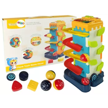 LEAN TOYS Bumbiņu slaids Izglītojošs bloku šķirotājs ar klavierēm