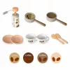 LEAN TOYS Barista komplekts kafijas automāts koka aksesuāri rozā