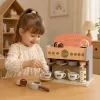 LEAN TOYS Barista komplekts kafijas automāts koka aksesuāri rozā