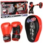 LEAN TOYS 2-in-1 Muay Thai boksa treniņu komplekts ar cimdiem un fokusēšanas mērķiem, melns