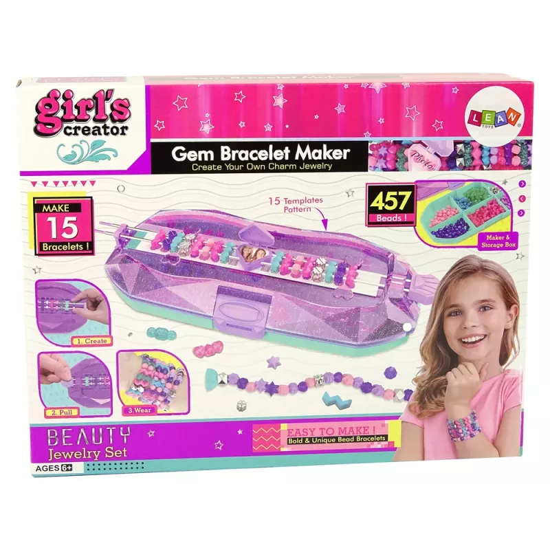 LEAN TOYS Rokassprādžu veidošanas komplekts ar krāsainām pērlītēm un konteineru