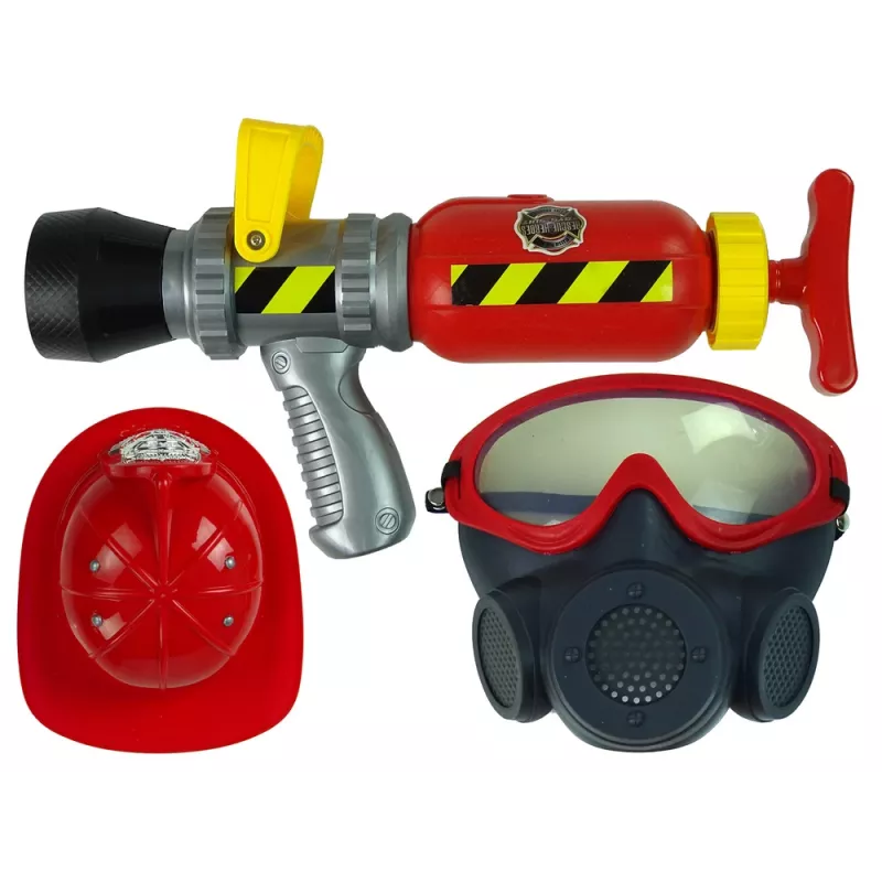 LEAN TOYS Brigade Set Fire Extinguisher Water Mask Helmet Red