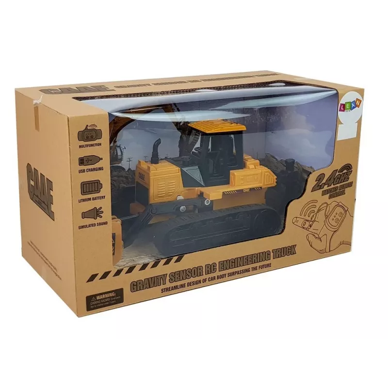 LEAN TOYS Buldozers ar kāpurķēžu riteņiem, tālvadības ar roku žestiem 2.4G 1:28