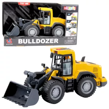 LEAN TOYS Buldozera celtniecības ekskavators ar gaismām, skaņām un kustīgu kausu – dzeltens