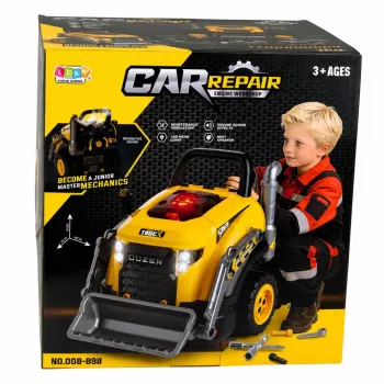 LEAN TOYS Buldozera ekskavators izjaucams komplekts - Mazais meistars ar gaismām, skaņām un tvaika efektu (3+ gadi)