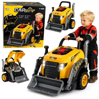 LEAN TOYS Buldozera ekskavators izjaucams komplekts - Mazais meistars ar gaismām, skaņām un tvaika efektu (3+ gadi)