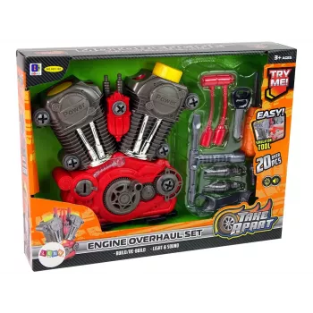 LEAN TOYS Auto dzinējs mazajam mehāniķim - DIY montāža ar gaismām un skaņām