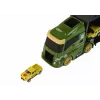 LEAN TOYS Autoiekrāvējs ar atsperu mehānismu un koferi zaļajām automašīnām