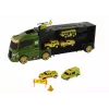 LEAN TOYS Autoiekrāvējs ar atsperu mehānismu un koferi zaļajām automašīnām