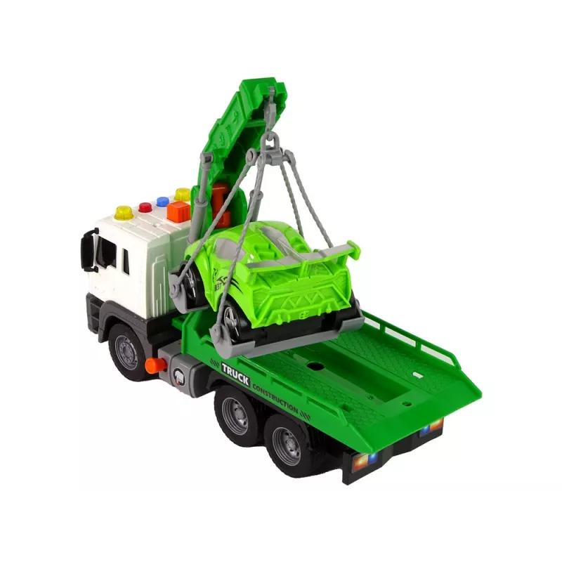 LEAN TOYS Auto transportieris Ceļmalas palīdzības evakuators 1:16 Zaļš Skaņa Gaismas